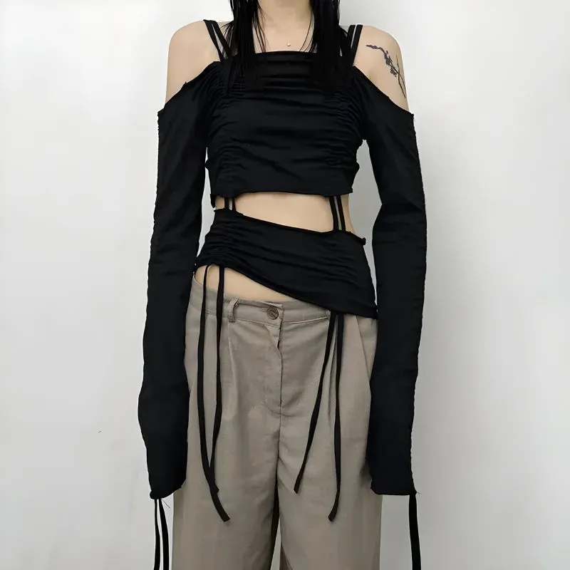 Maxct &Cut-Out Ruched Long Sleeve Top