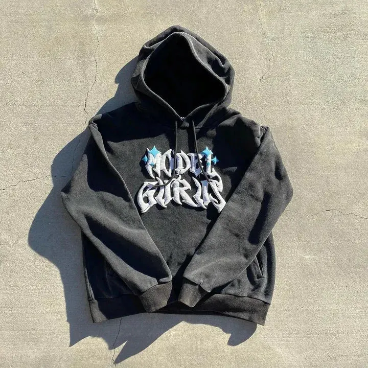 Maxct y2k long sleeved pullover hoodie sweatshirt jacket personalized printed pattern streetwear school outfit hip-hop punk winter new