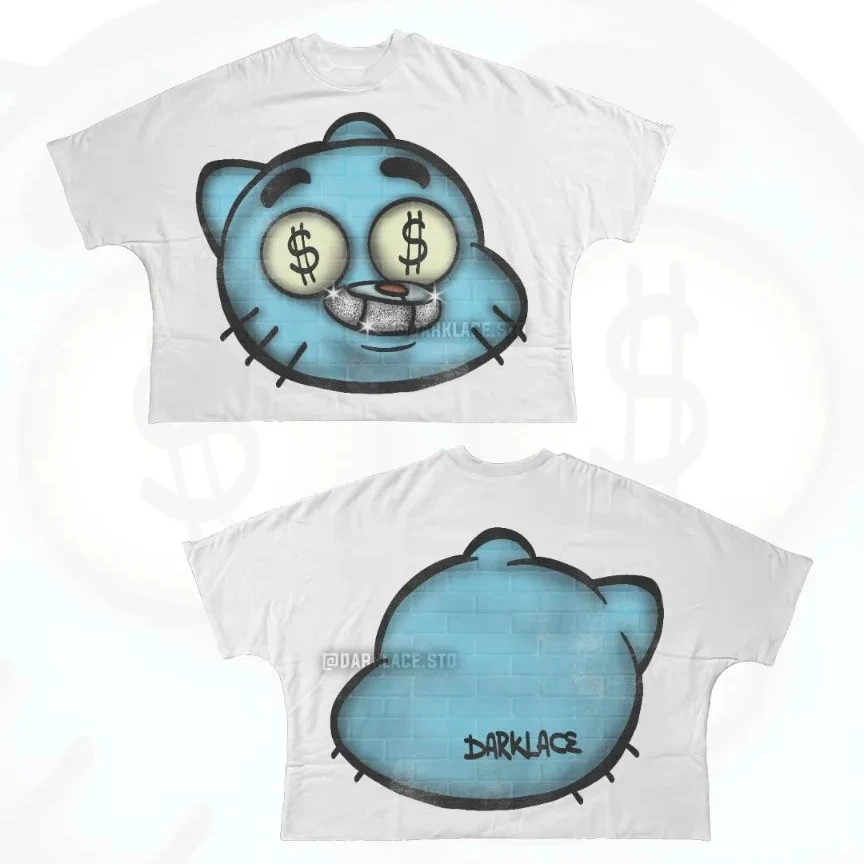 New hip-hop fun women cartoon pattern printed large T-shirt street clothing original cotton men and women short sleeves y2k top