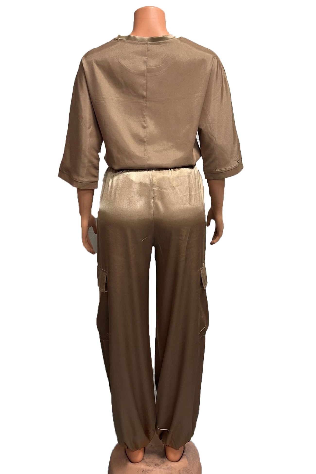 Maxct Satin Half Sleeve Shirt Two-piece Pants Set