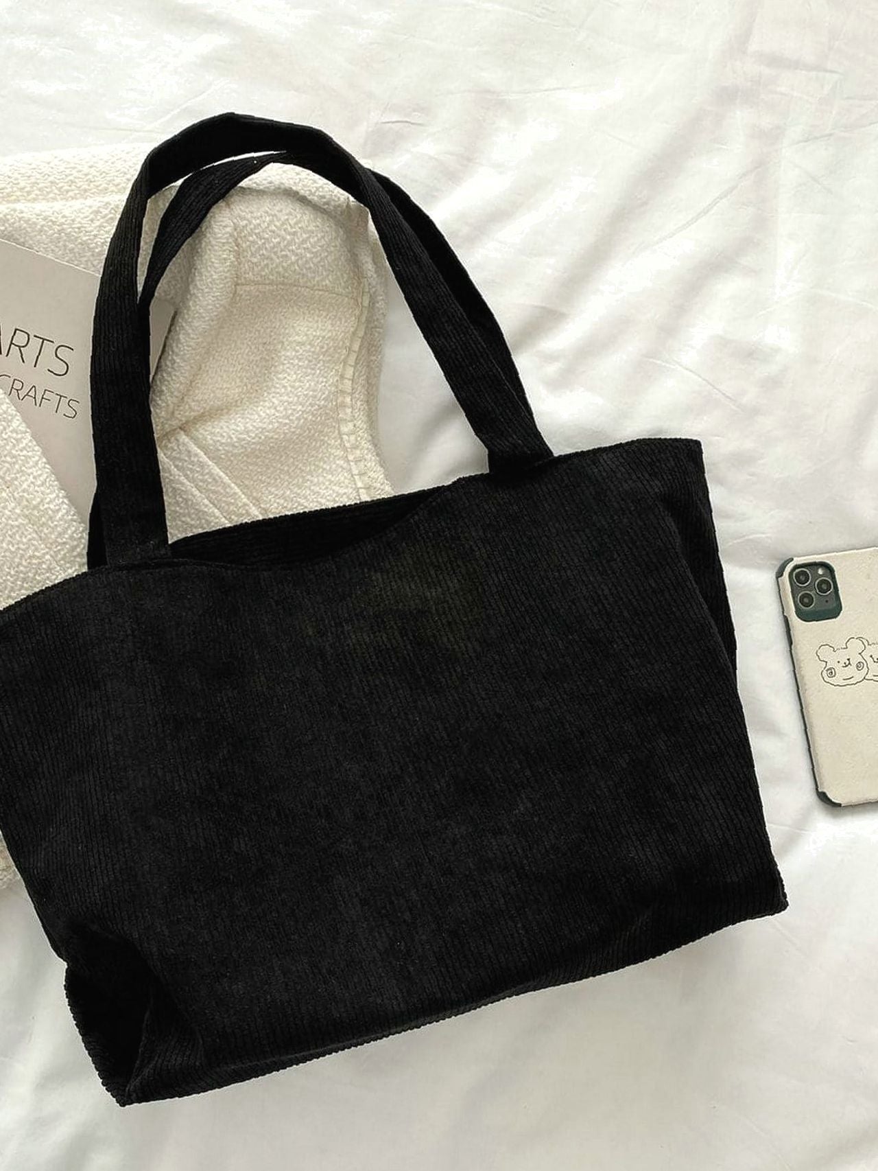 Maxct - Large Capacity Corduroy Shoulder Tote Bag  - Women Tote Bags