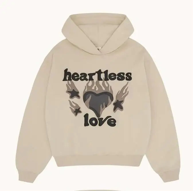 Maxct 90s Streetwear Broken Hearts Lookbook 3D Letter Foaming Print Hoodies Fashion Retro Trendy Brand Loose Pullover Y2k Sweatshirt Men Clothing