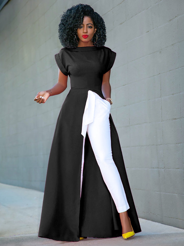 High Split Solid Maxi Dress Maxct