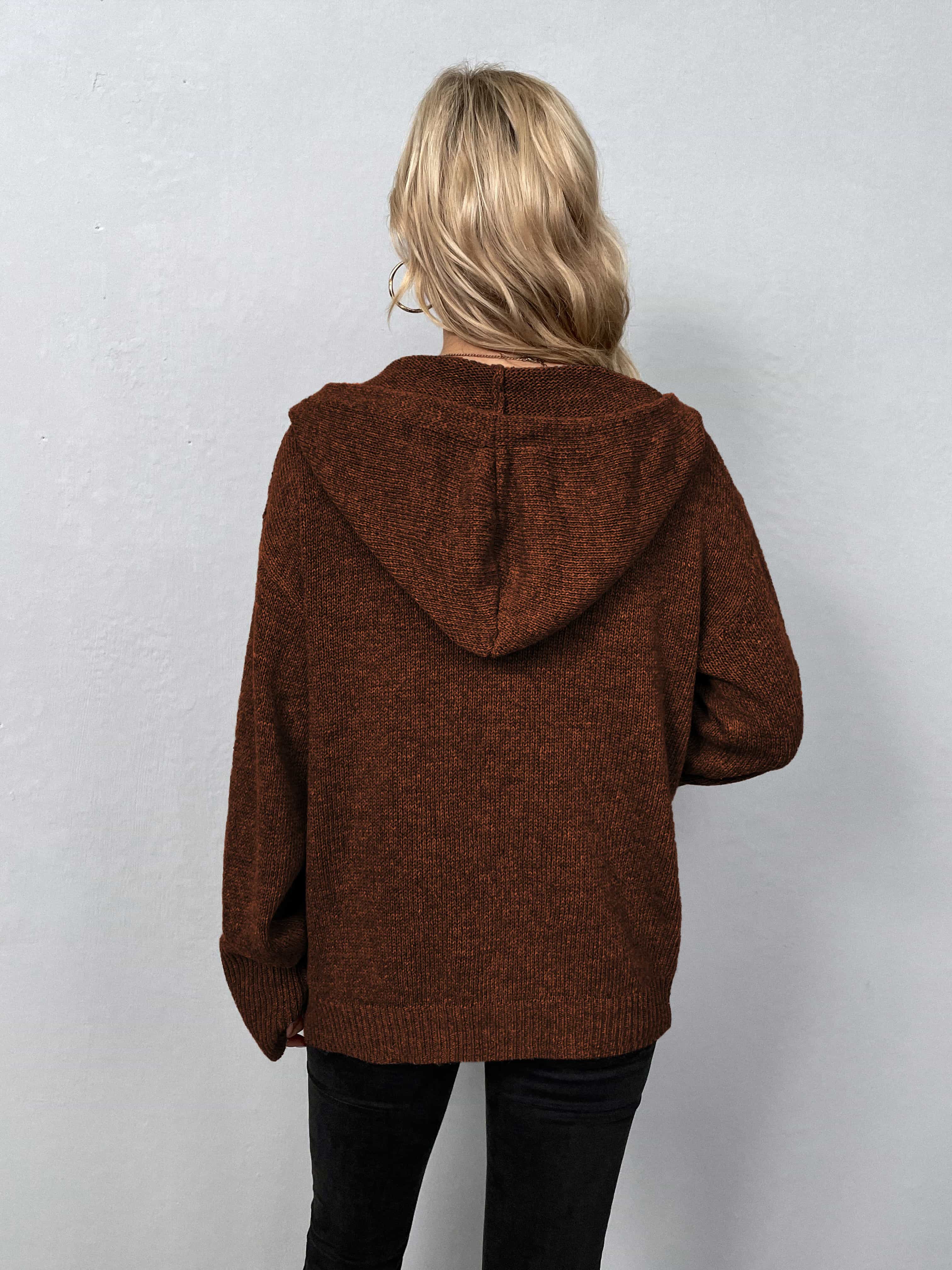 Maxct &Button-Down Long Sleeve Hooded Sweater