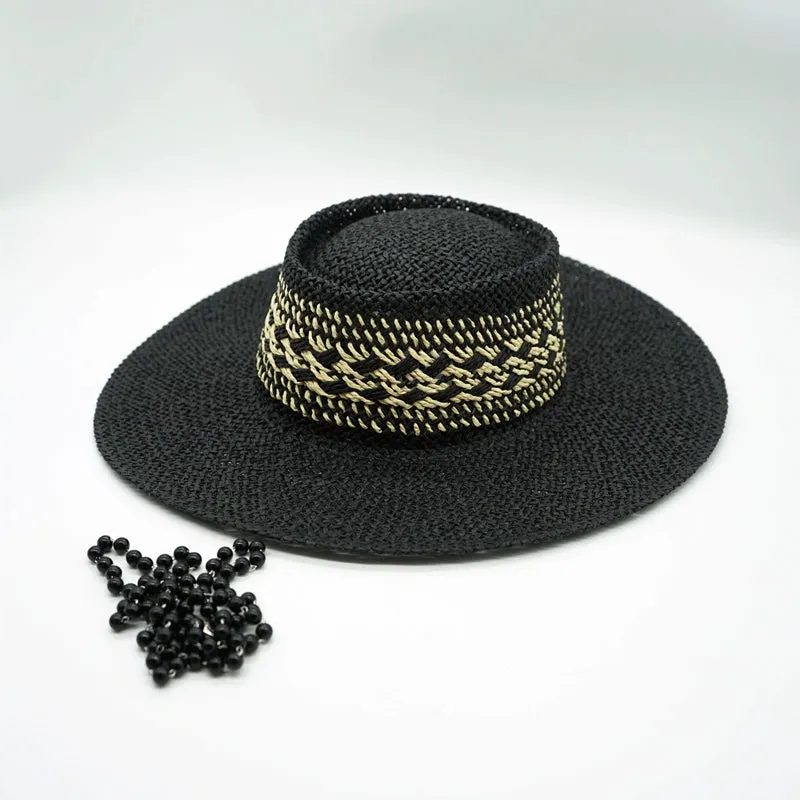Maxct Straw Hat Japanese Style Black Brown Panama Women's Beach Big Brim