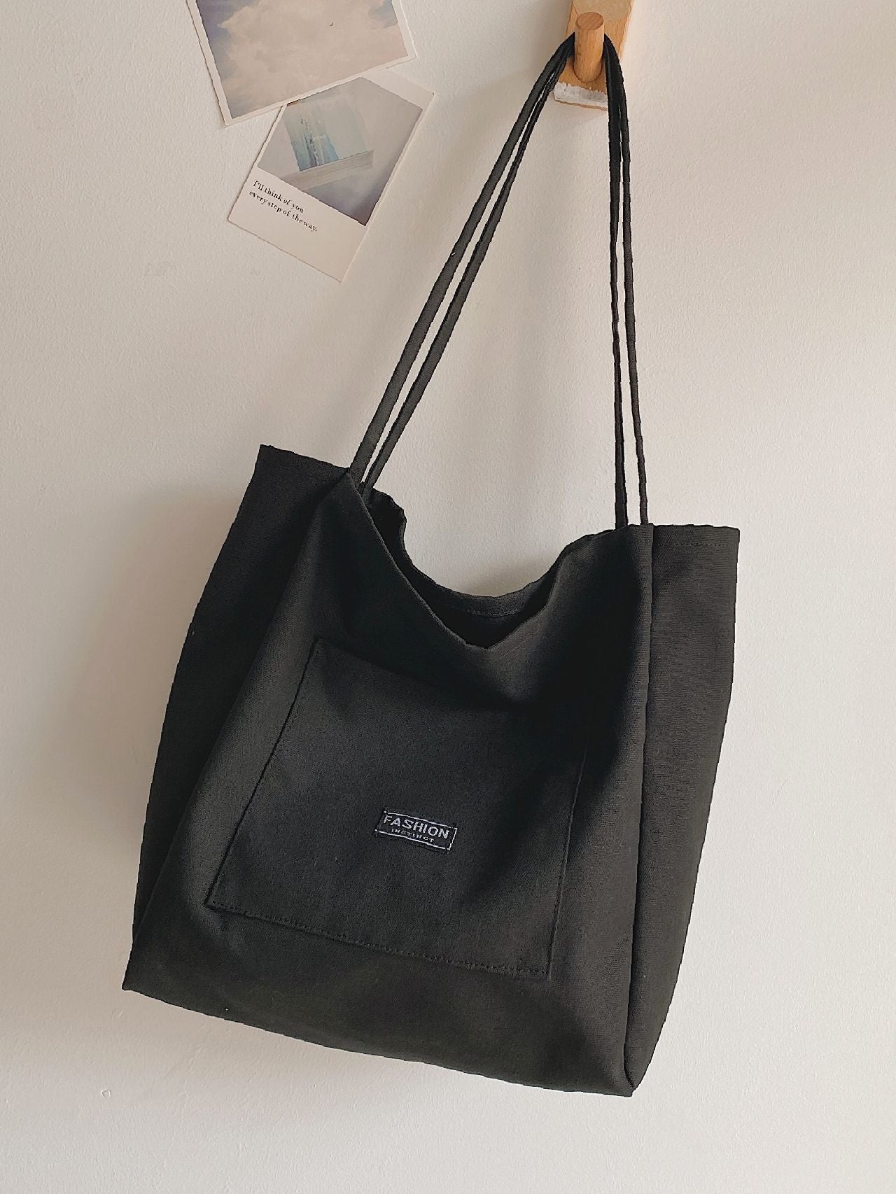 Maxct - Letter Patch Shoulder Tote Bag  - Women Tote Bags