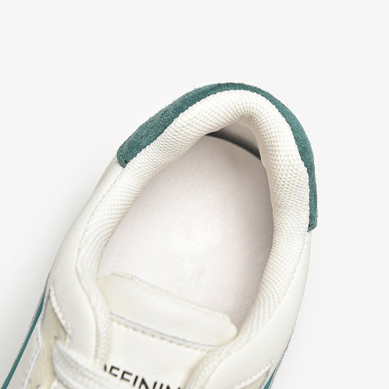 Women's Causal Genuine Sneakers - White Color Block With Green/Grey Maxct
