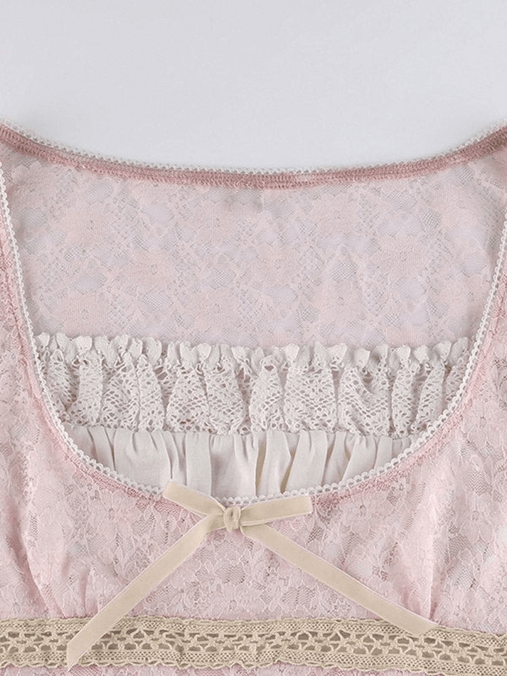 Maxct Lace Patchwork Crop Blouse