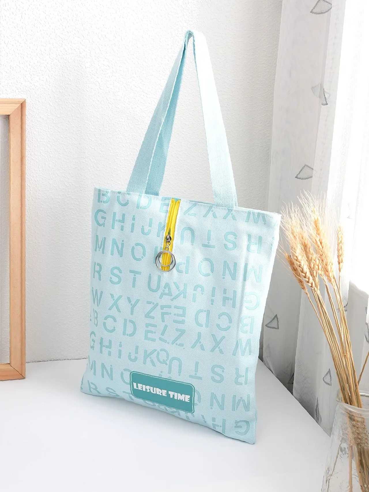 Maxct - Letter Graphic O-ring Zipper Front Shoulder Tote Bag  - Women Tote Bags