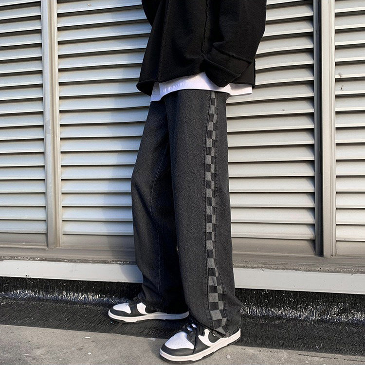 Checker Print Wide-Leg Jeans Maxct