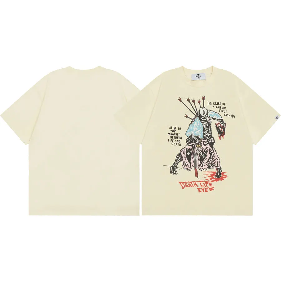 Maxct t shirt American Warren Lotas Joint-Name Skull Character Print Men's Loose round Neck Short Sleeve T-shirt Fashion Brand
