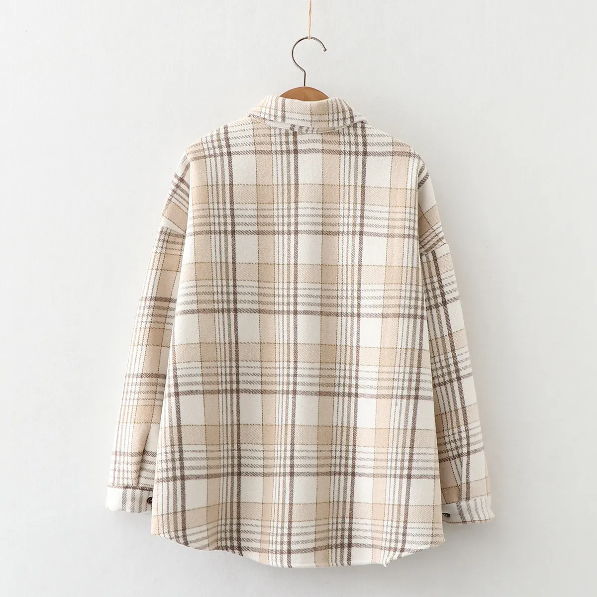 Warm Woolen Coat With Thick Plaid Shirt