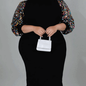 Sequin Lantern Sleeve Midi Dress Maxct