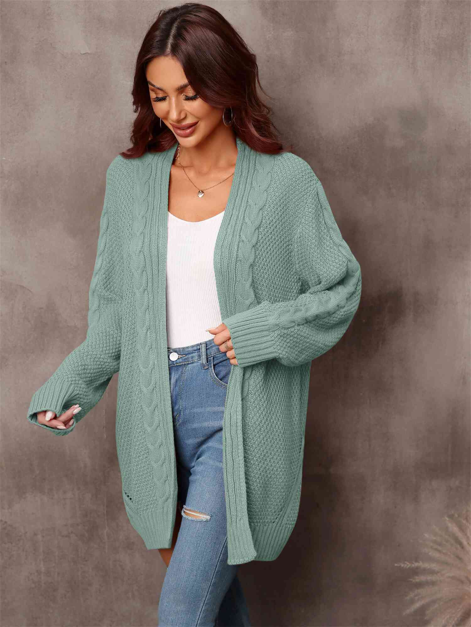 Maxct &Mixed Knit Open Front Longline Cardigan