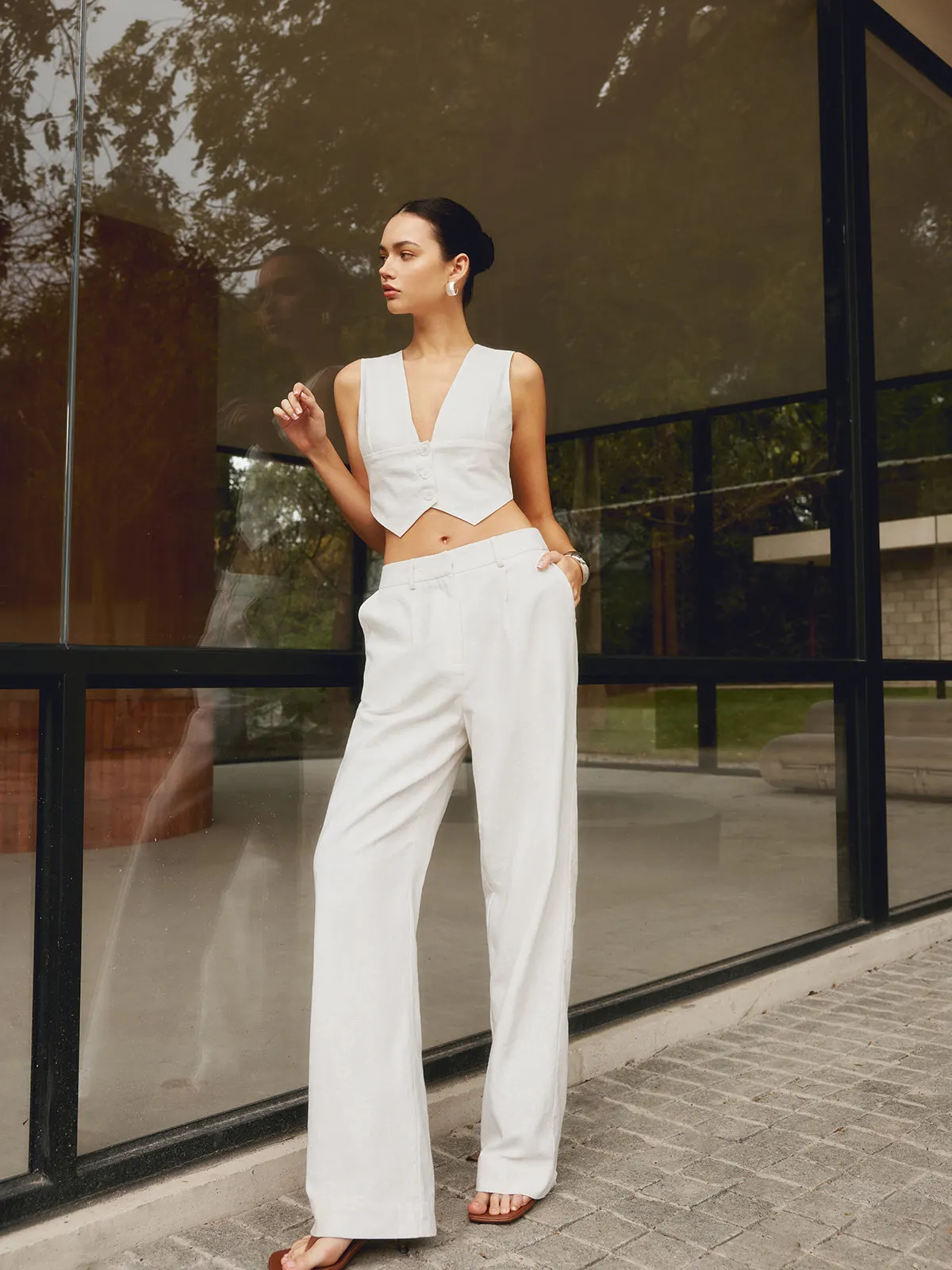Maxct Cotton & Linen Straight Leg Pants