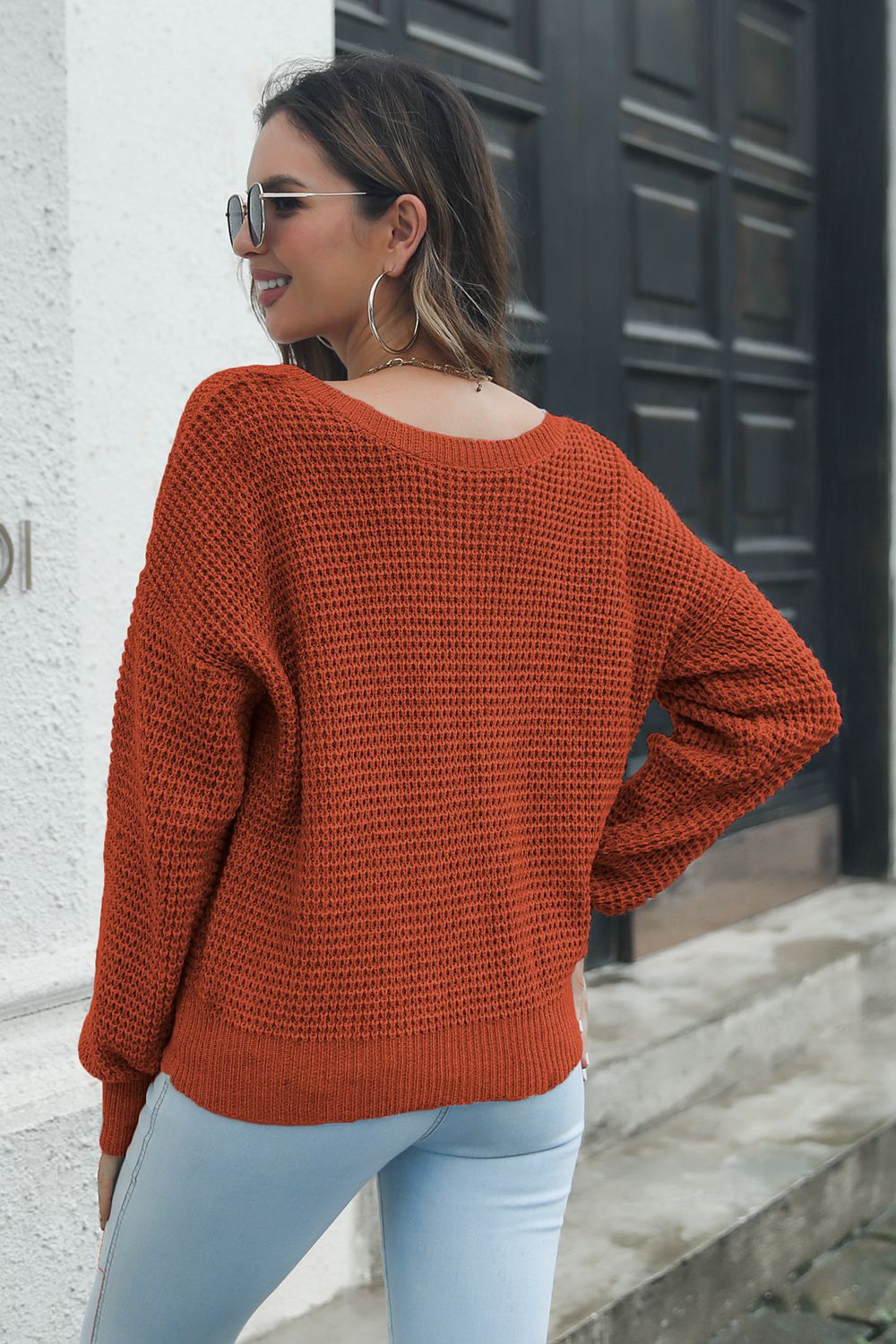 Maxct &Crisscross Surplice Neck Long Sleeve Sweater