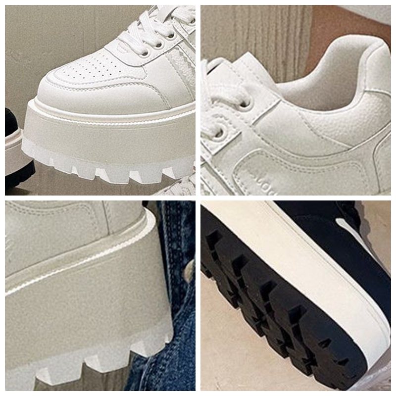 6cm Genuine Leather Women's Platform Sneakers - true deals club