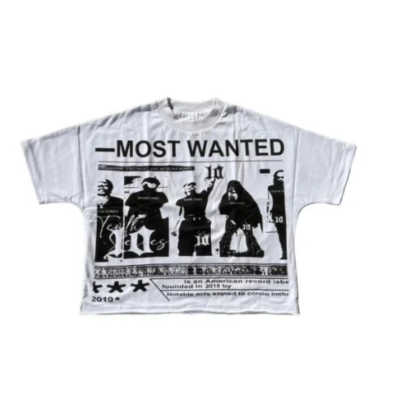 Maxct Y2k high street hip-hop trendy letter print pattern oversized T-shirt men's fashion goth loose casual versatile short-sleeved