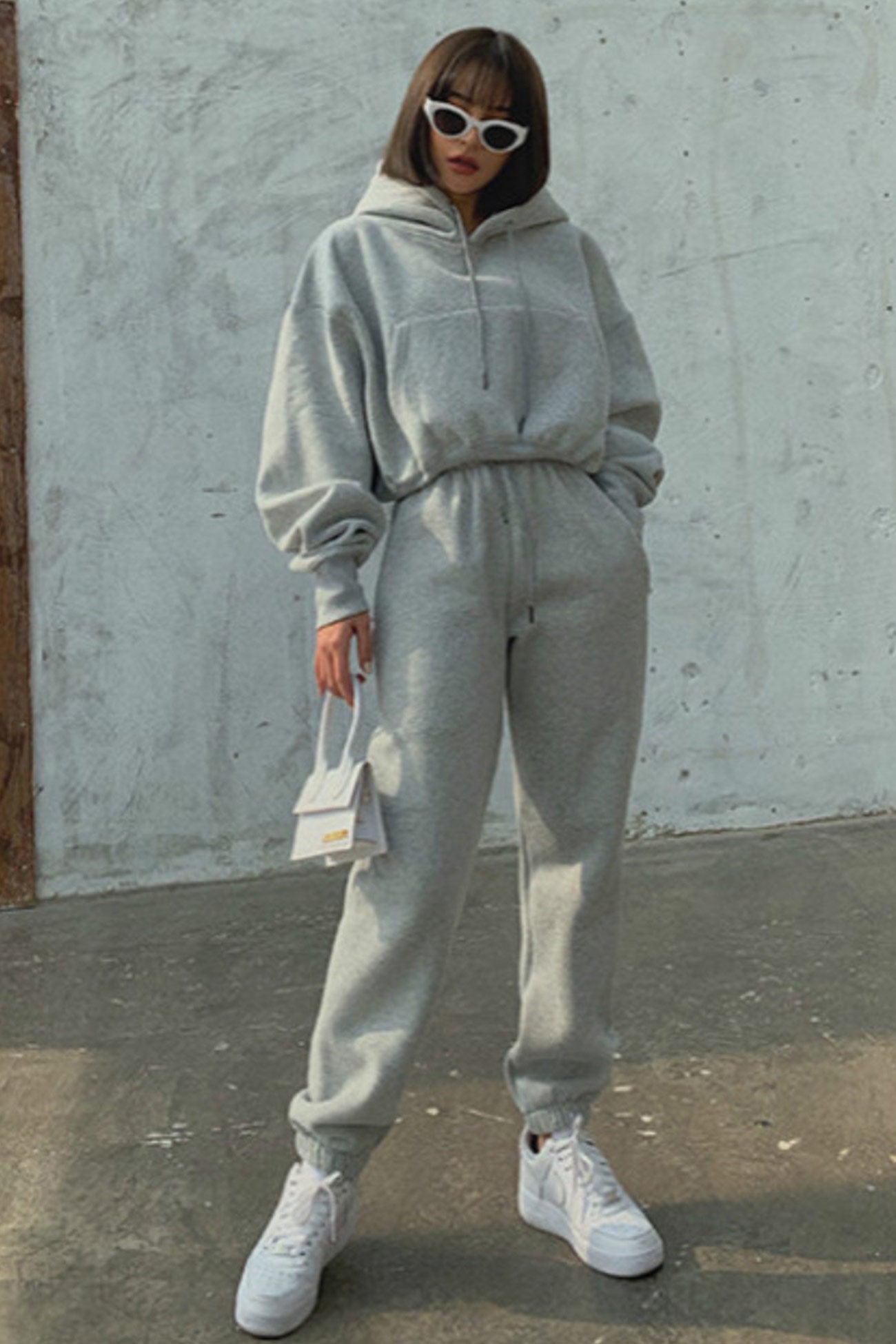Maxct Drawstring Hoodie Crop Top & Jogger Pants