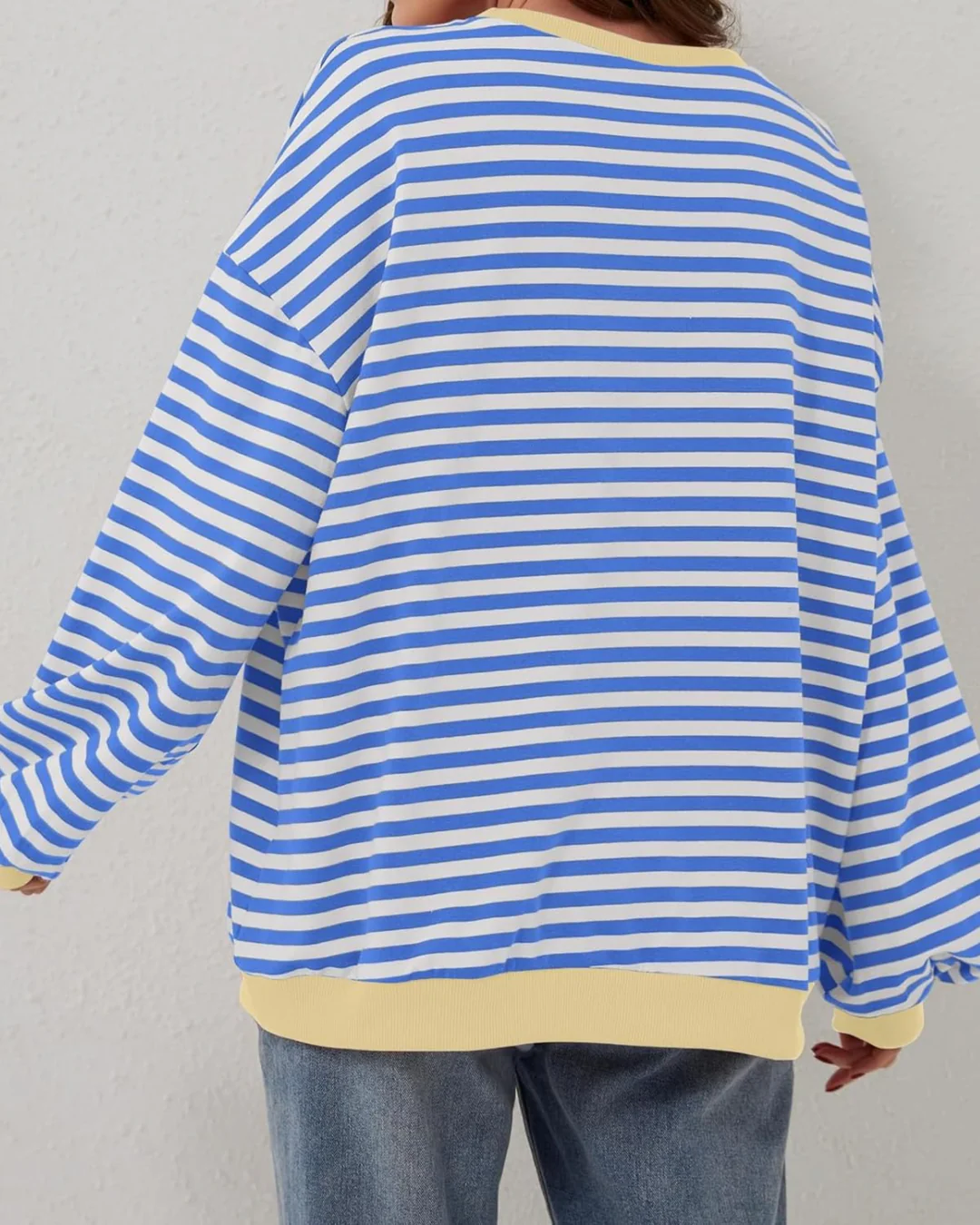 OVERSIZED STRIPED LONG SLEEVE SWEATSHIRT
