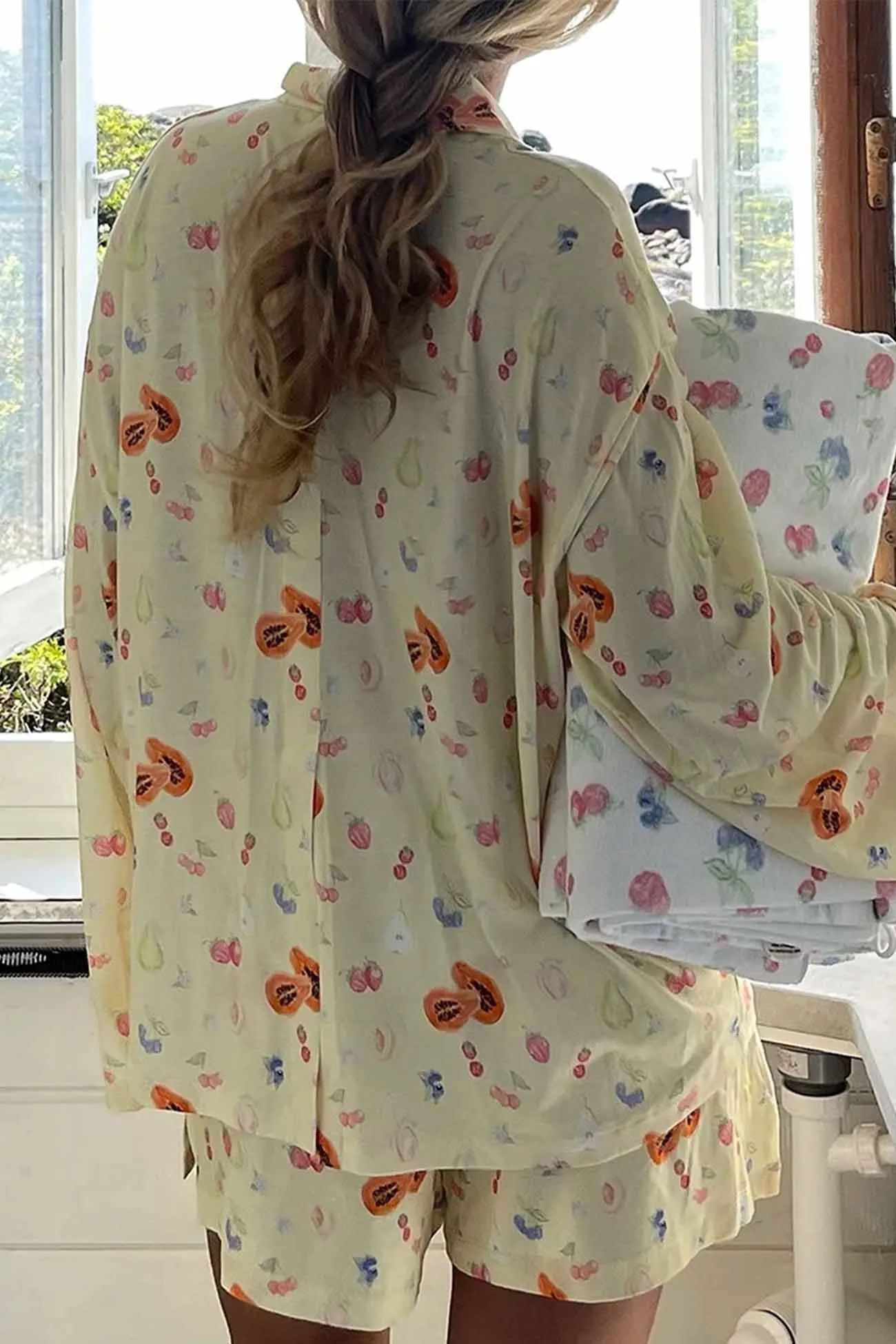 Maxct Printed Long Sleeves Button Shirt Shorts Set