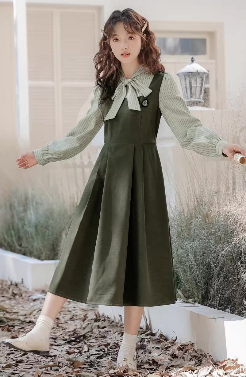 Stripe Academia Twofer Midi Dress Maxct
