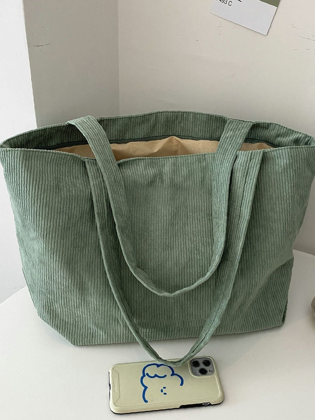 Maxct - Large Capacity Corduroy Shoulder Tote Bag  - Women Tote Bags