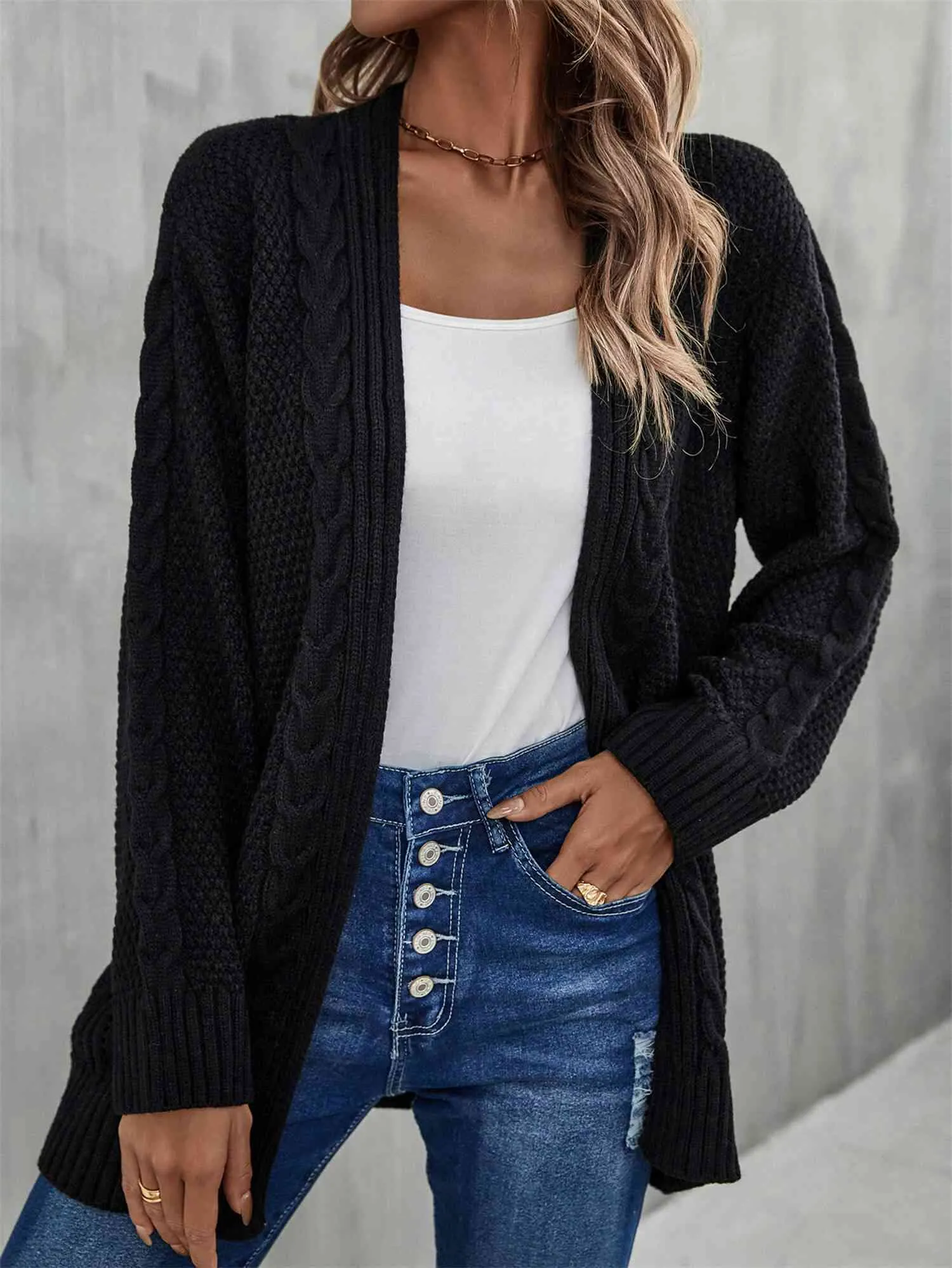 Maxct &Mixed Knit Open Front Longline Cardigan