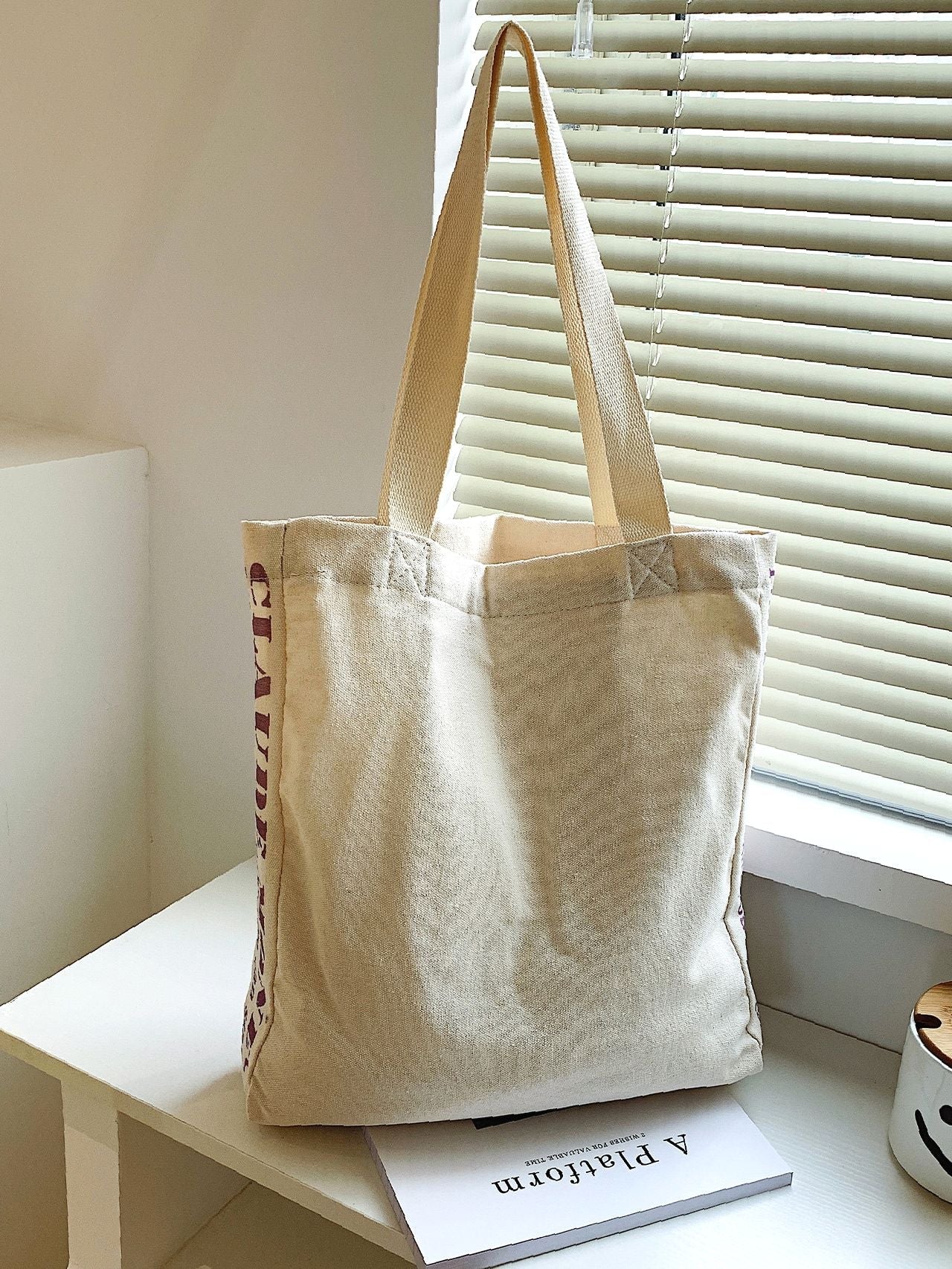 Maxct - Letter & Figure Canvas Shopper Bag  - Women Tote Bags