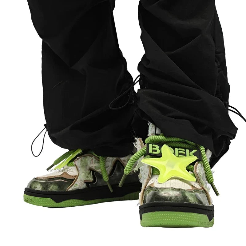 Broken Style Camo Print Green Sneakers Maxct