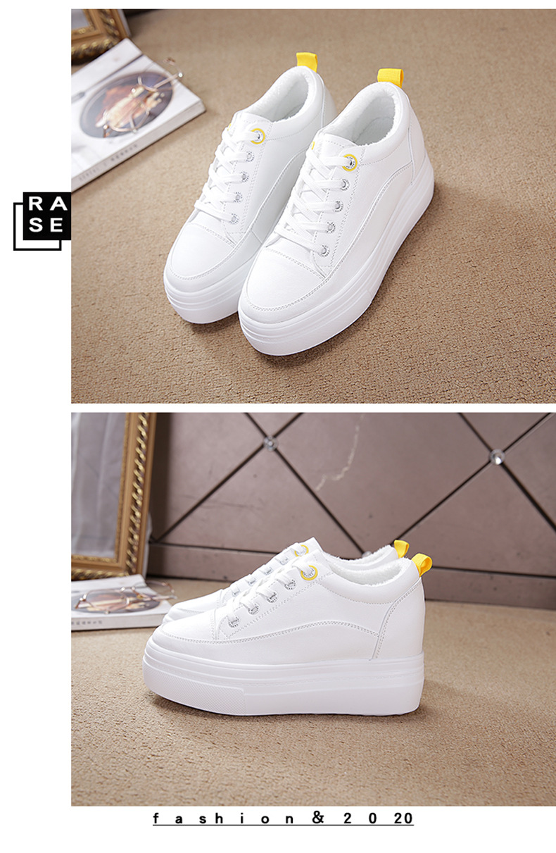 8cm Genuine Leather Women's Platform Wedge Sneakers - true deals club