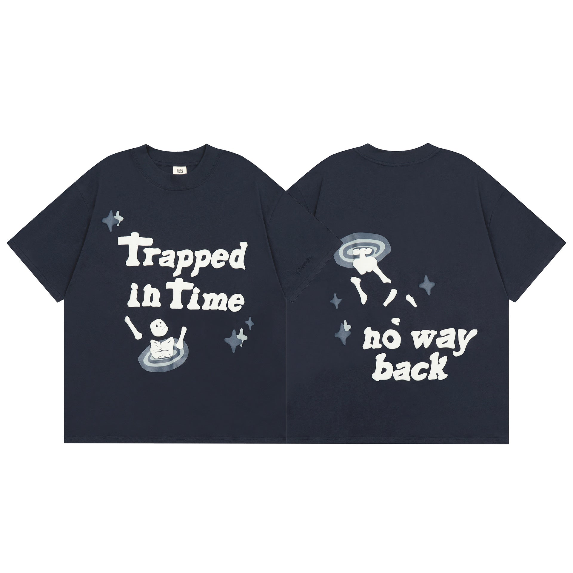 Maxct 90S Streetwear Cartoon Skull Foam Printed Round Neck Short Sleeve Casual American Fashion Brand T-Shirt Men And Women High Street Loose
