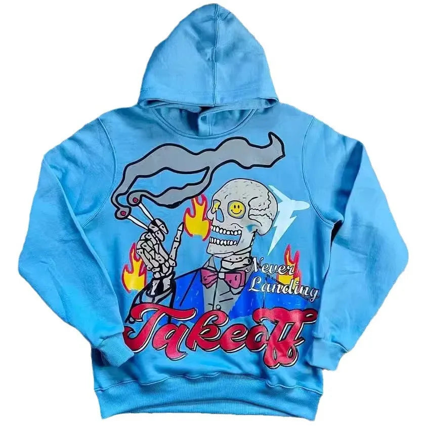Maxct Y2k Pullover Long Sleeved Foam Printed Hoodie, Hooded Sweatshirt Street Vintage Oversize Trendy Winter Outfit High Street Outfit
