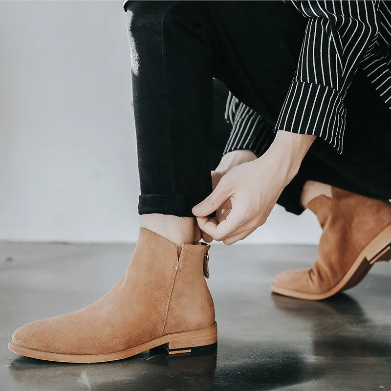 England Zip Ankle Boots Genuine Leather for Men Maxct