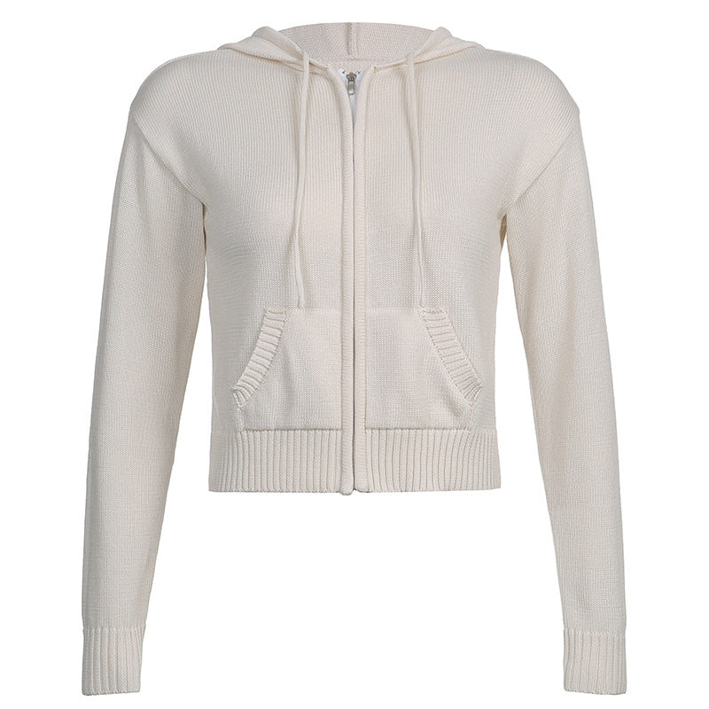 Maxct Slim Zipper Casual Hooded Sweater