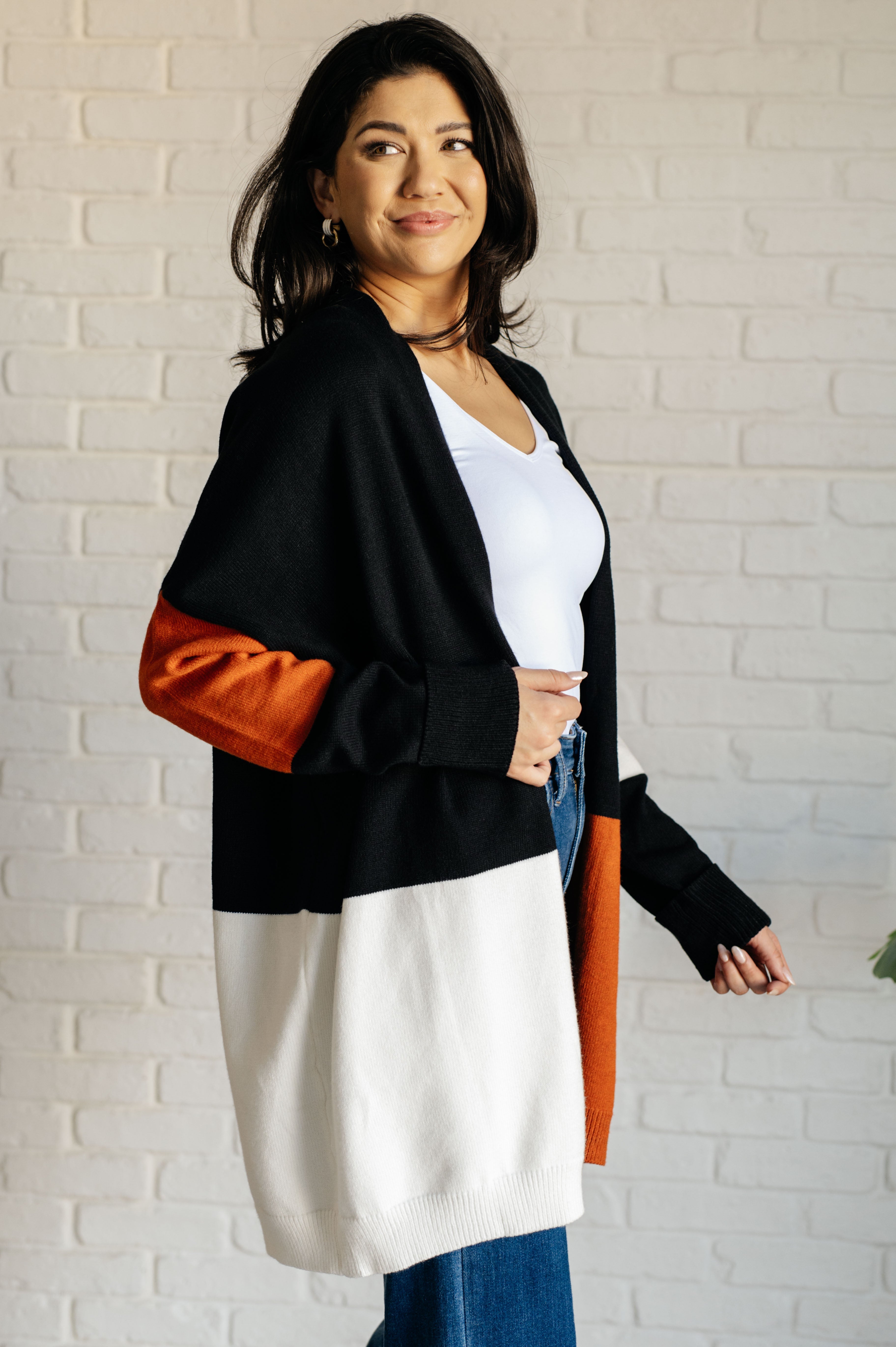 Maxct &Writer's Block Color Block Open Front Cardigan