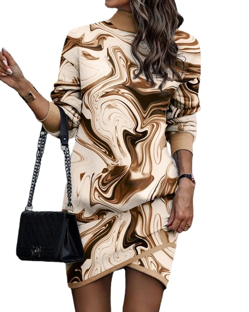 Maxct Independent Station Autumn New Long-Sleeved High-Necked Printed Dress For Women
