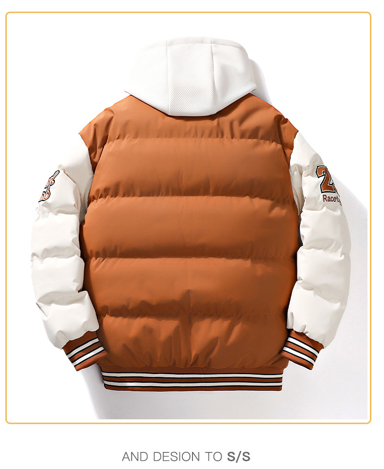 &Men's Embroidered Hooded Varsity Down Jacket
