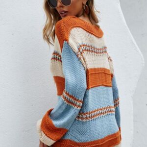 Maxct &Angel Wings Color Block Scoop Neck Sweater