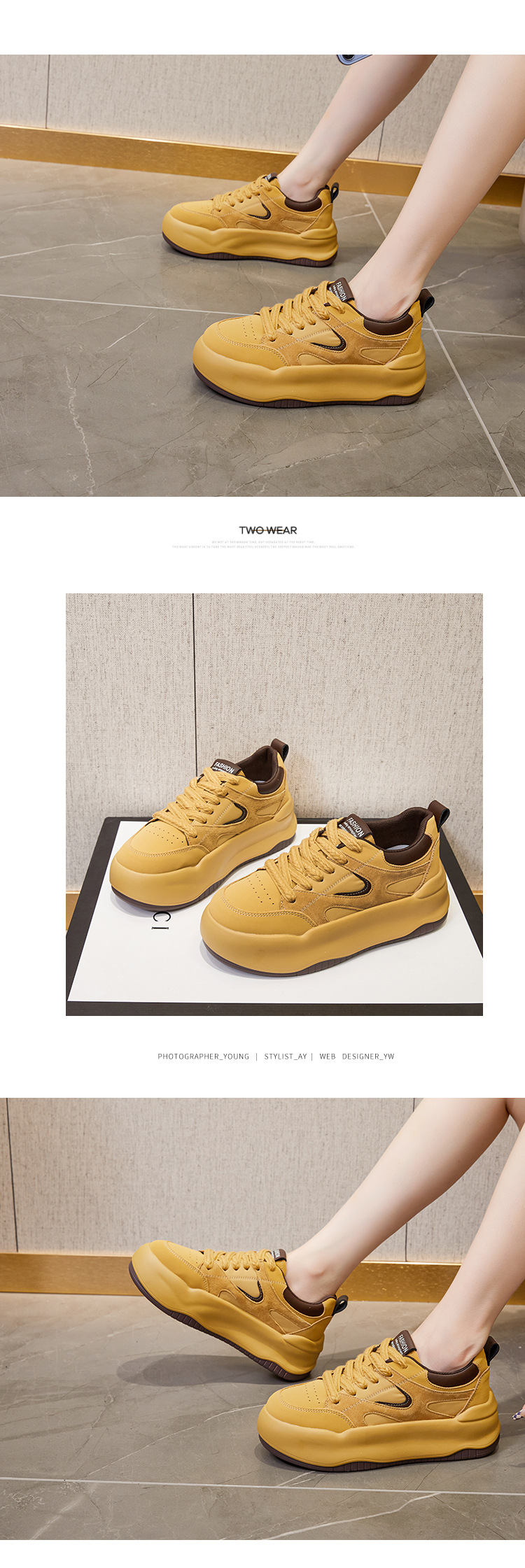 6cm Chunky Women's Sneakers in New Genuine Leather - true deals club