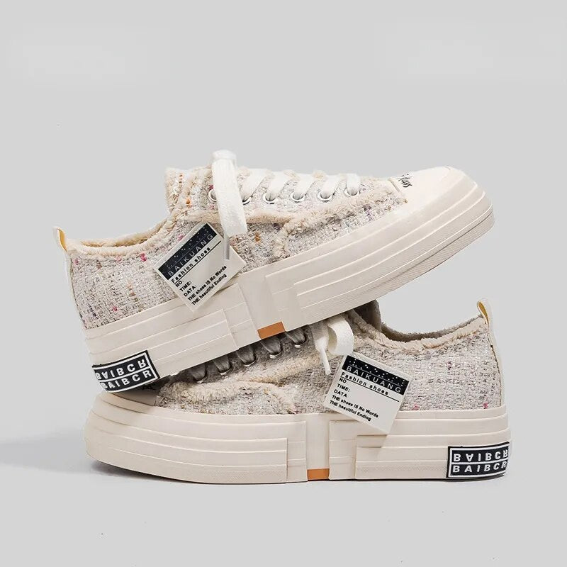 Low Top Canvas Platform Sneakers for Teen Girl's Maxct