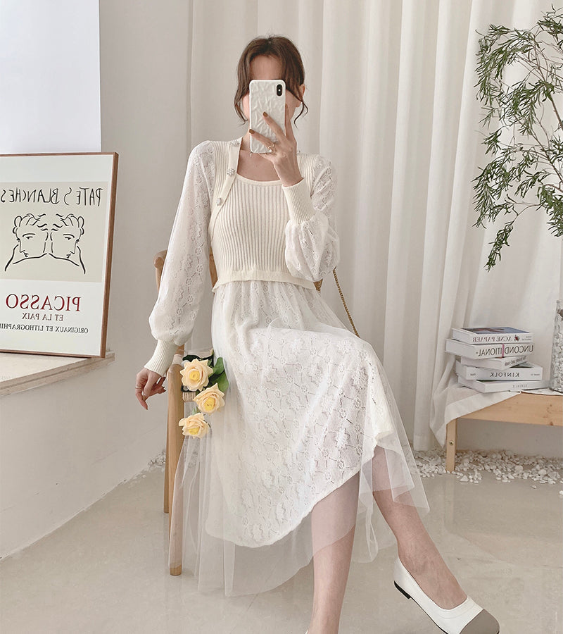 Lace Knit Sweater Dress Maxct