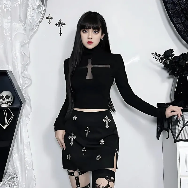 Maxct &Goth Cross Cut Out Top