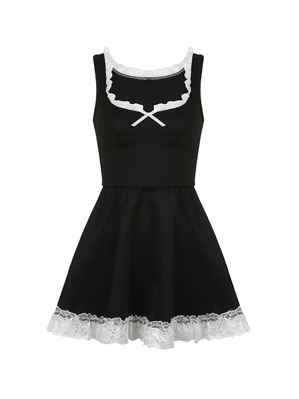 Lace Paneled Sleeveless Mini Dress Maxct