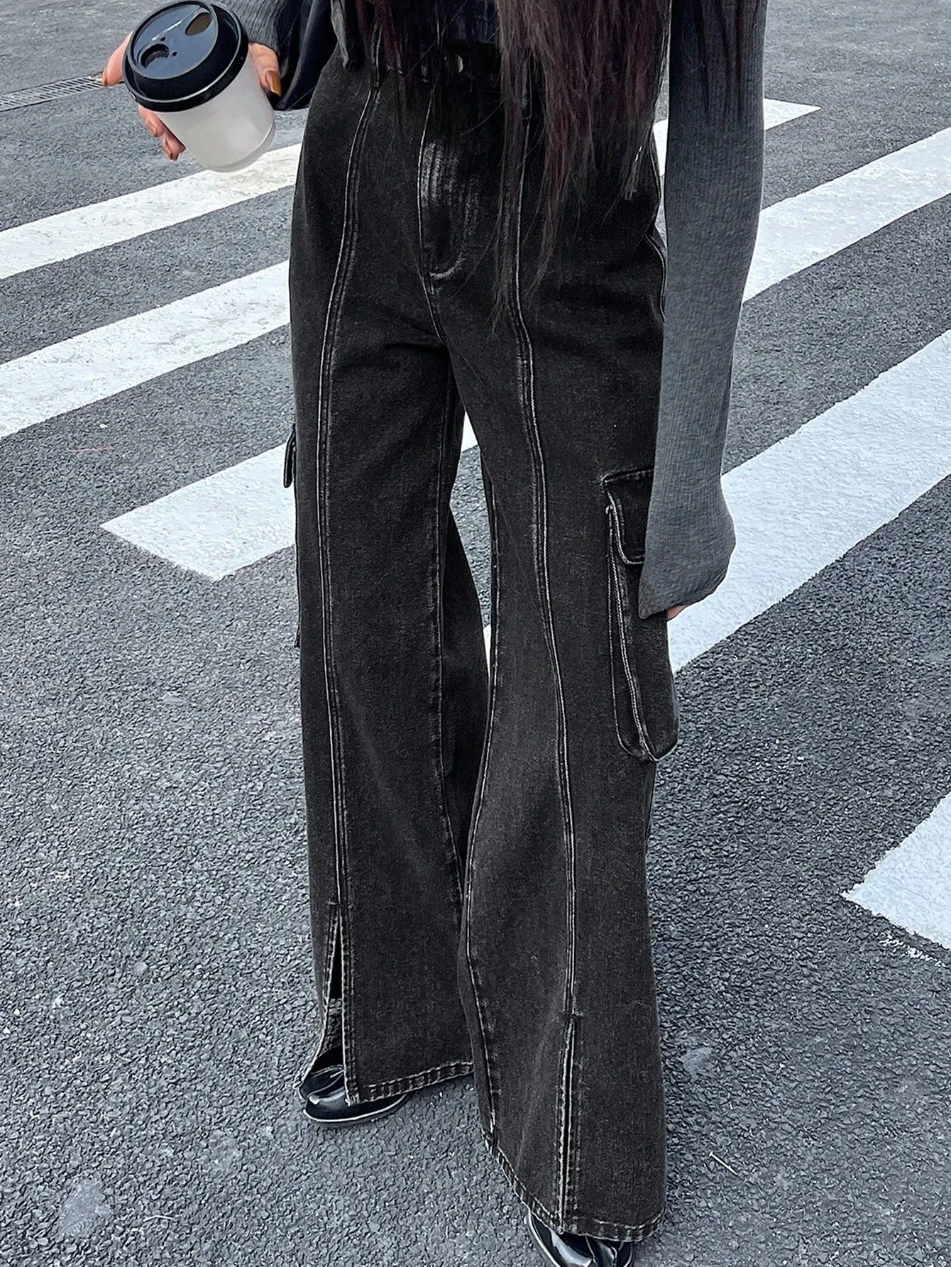 Maxct Women's Workwear Style Denim Pants With Pockets
