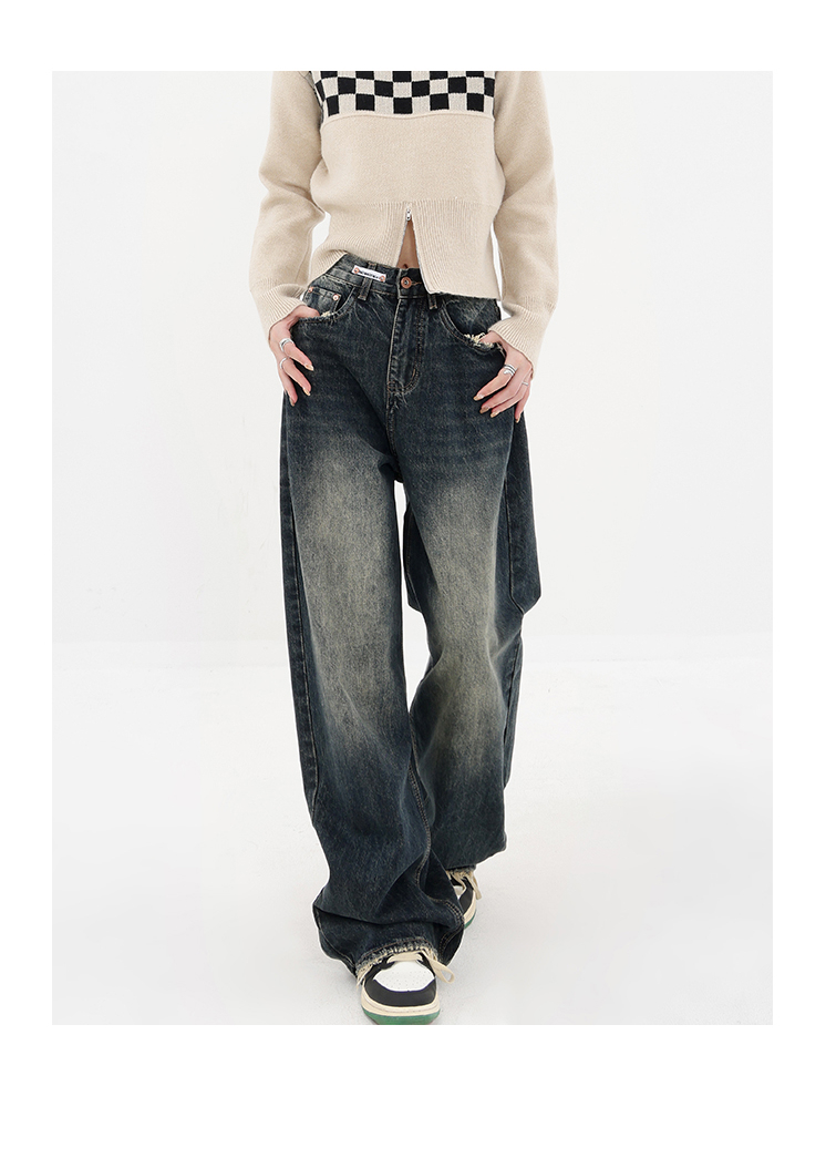 Autumn Streetwear Retro Fashion: Women's High Waist Loose Wide Leg Y2K Denim Trousers - true deals club