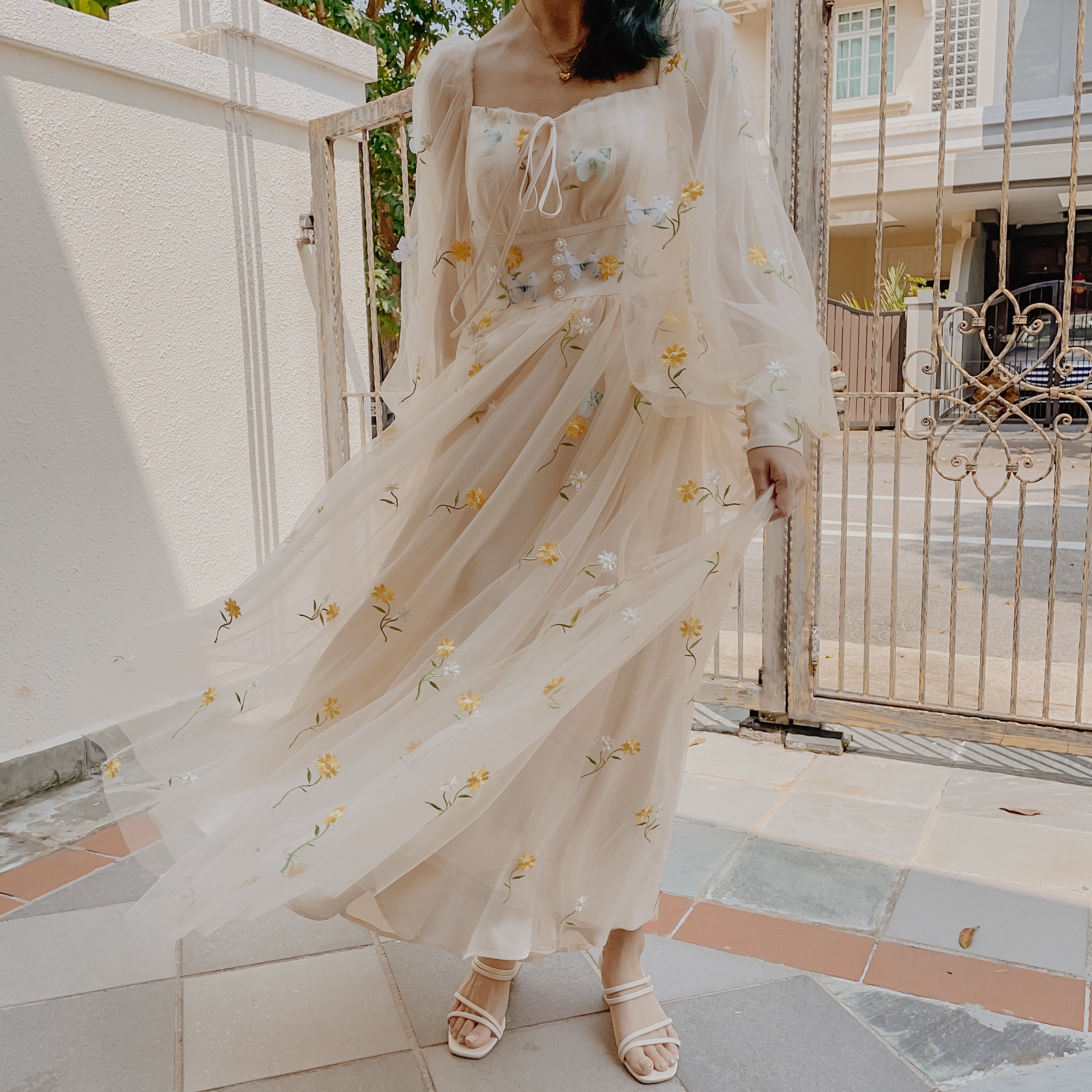 Butterfly Garden Tulle Maxi Dress Maxct