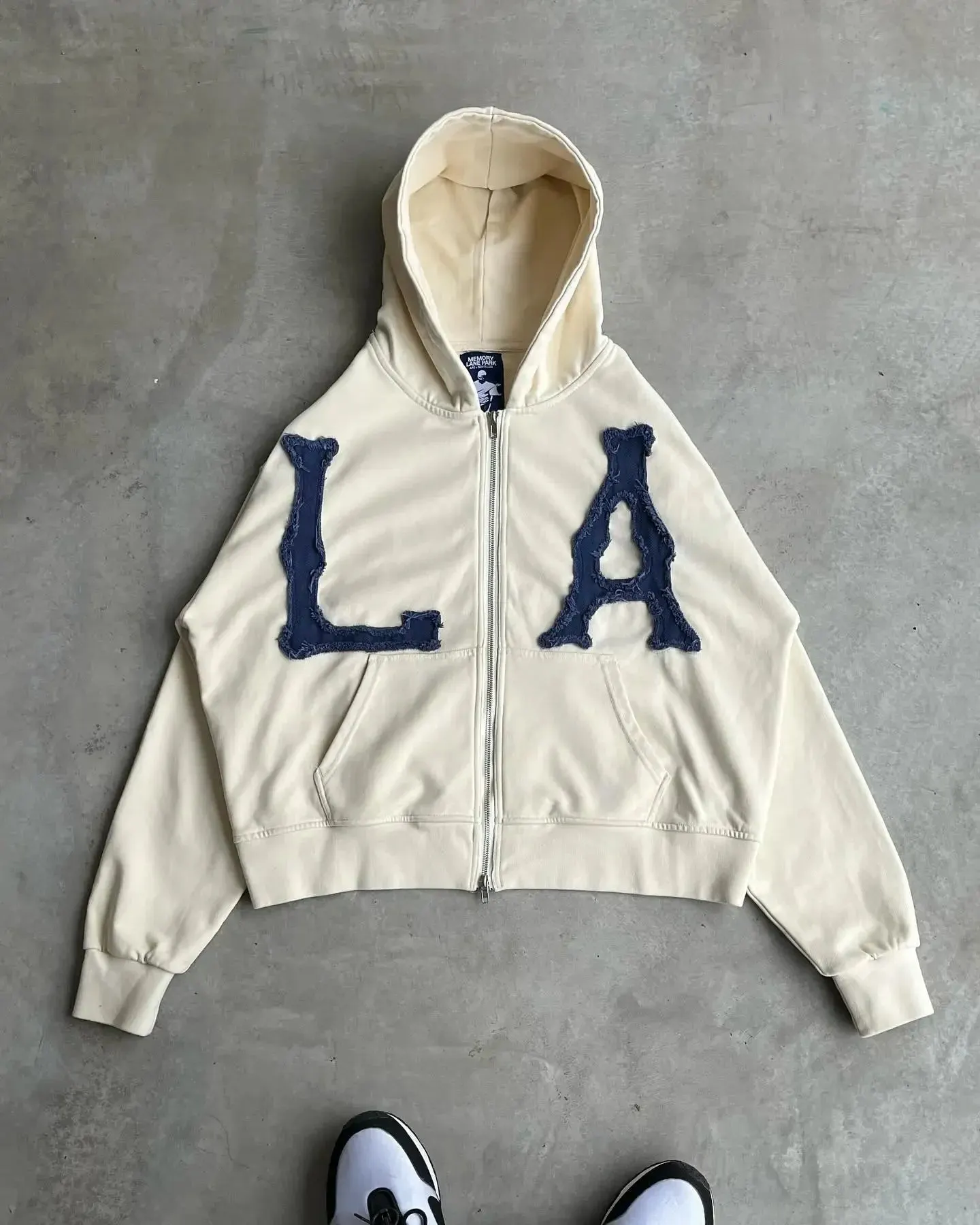 Maxct NY Letter Man Hoodie Sweatshirts Y2k Grunge Aesthetic Harajuku West Pullovers Goth Sweatshirts Grunge Loose Embroidery Hip Hop