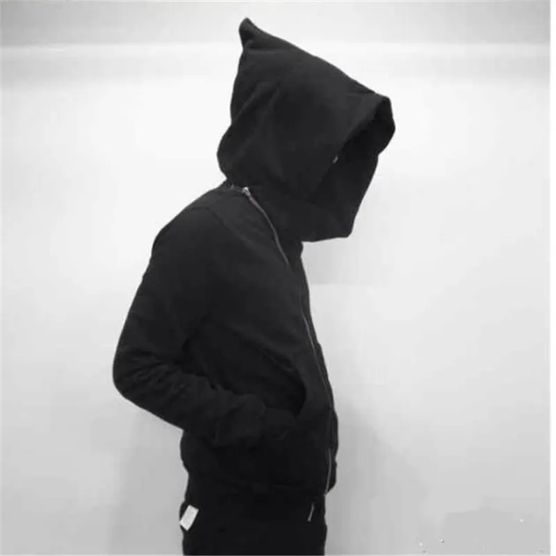 Men Women Full Zipper Harajuku Black Hoodie - true deals club