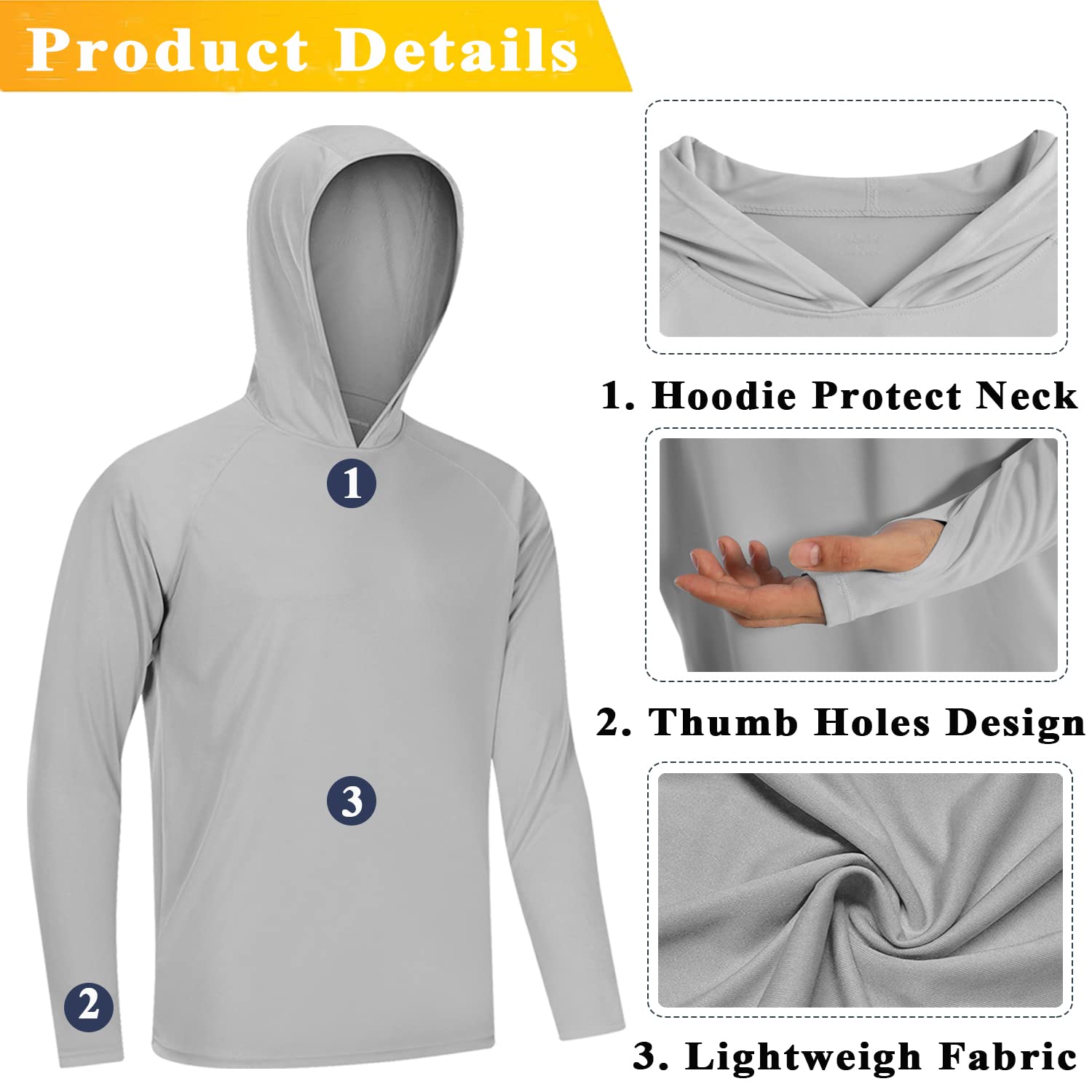 Men's Long Sleeve Hoodie Sun Protection T-Shirt - UV-Proof - true deals club
